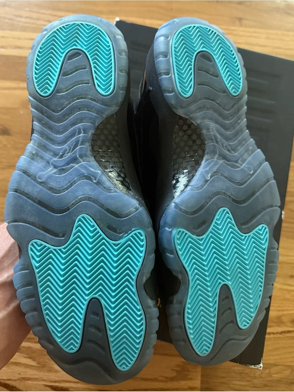 Jordan Retro 11 Athletic Shoes - Black with Teal Accents